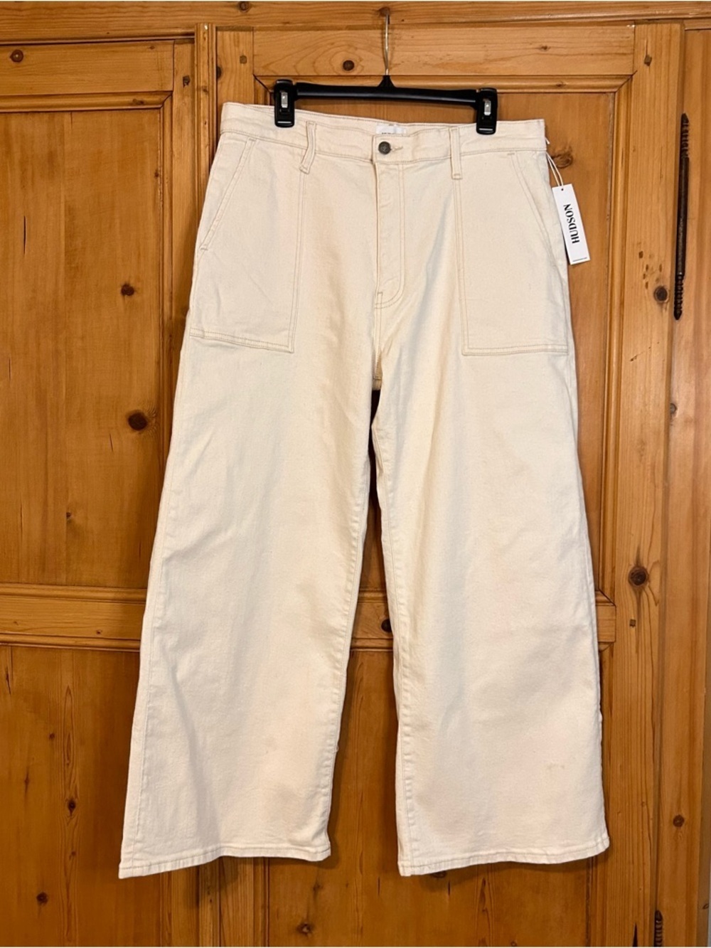 Hudson Women’s Jolene Wide Leg Jeans Cream-Colored High-Waist Pants Sz 30 NEW